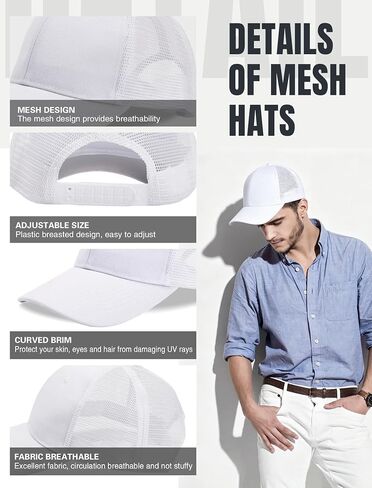 10 Pack Blank Mesh Trucker Hats Bulk Blank Baseball Cap Adjustable Snapback for Men Women in Saudi Arabia