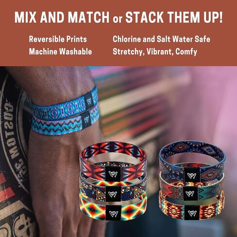 Hang Loose Bands - Southwestern Bracelet for Men, Women & Teens - Comfy Tribal Print and Boho - Western Style Reversible Wristband - Moonlight Dreams | Extra Small: 5.5" length (for petites & kids) in Saudi Arabia