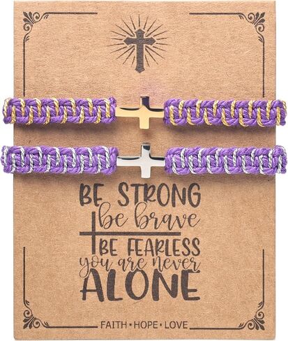 Cross Friendship Bracelet Skin-Friendly Cotton Adjustable Braided Jesus Christian Bracelet Matching Couple String Wristband for Women Men Easter & Baptism Gift in Saudi Arabia