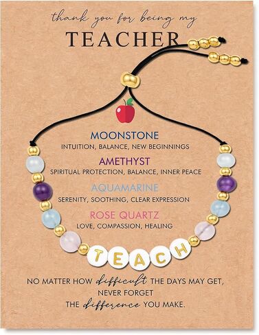 Teacher Appreciation Gifts Bracelet for Women Teacher Natural Crystal Bracelet Thank You Gift Art Teachers Day Jewelry Gift in Kuwait