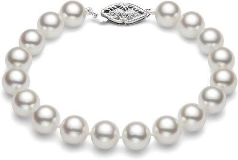 PremiumPearl White Japanese Akoya Cultured Pearl Bracelet AA+ Quality Sterling Silver Clasp (7-7.5mm) in Saudi Arabia