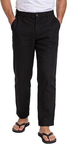 Men's 100% Linen Pants Lightweight Casual Trousers with Pockets in Saudi Arabia