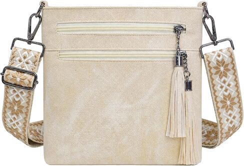 LassZone Crossbody Purses for Women - Multi Pocket Boho Cross Body Bag Shoulder Handbag Trendy Hobo Bag with Tassel in Saudi Arabia