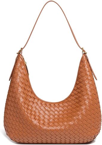 Shoulder Handbag for Women - Woven Hobo Bag Large Vegan Leather Purse Crescent Bag for Work Travel & Daily Use in Saudi Arabia