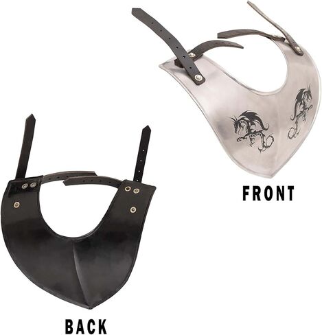 Steel Collar Gorget, Medieval Dragon Hunter Design Adjustable Gorget Armor Replica, Classic 18 Gauge Plate Armour, Vintage Heavy Duty Neck Protector with Leather Straps Closure in Saudi Arabia