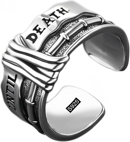 S925 Sterling Silver Vintage Ring for Men, Adjustable Size Open Hug Ring with S925 Stamps, Silver Band Rings Gift for Him, My Man, Son, Boyfriend, Dad in Saudi Arabia