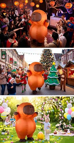 Inflatable Costumes Adult Capybara Theme Costume Disfraz inflable para adultos Funny Blow up Suits for Party Funny Cosplay Halloween Brown in Kuwait