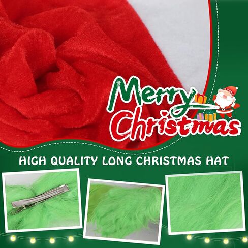 6pcs Christmas Big Monster Santa Costume for Women, Christmas Santa Hat with Leg Warmers, Green Fur Hair Card, Gloves, for Party Cosplay Photo in Saudi Arabia