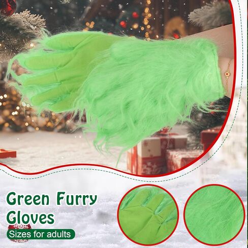 6pcs Christmas Big Monster Santa Costume for Women, Christmas Santa Hat with Leg Warmers, Green Fur Hair Card, Gloves, for Party Cosplay Photo in Saudi Arabia