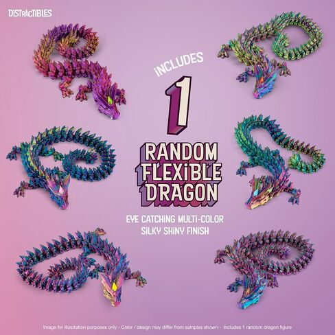 Distractibles Dragon Egg Mystery Box with Articulating Dragon & Crystal Rock Styled Collectible Container, Random Egg Color in Saudi Arabia