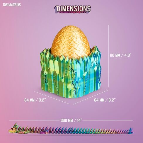 Distractibles Dragon Egg Mystery Box with Articulating Dragon & Crystal Rock Styled Collectible Container, Random Egg Color in Saudi Arabia