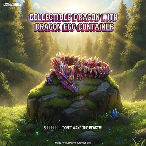 Distractibles Dragon Egg Mystery Box with Articulating Dragon & Crystal Rock Styled Collectible Container, Random Egg Color in Saudi Arabia