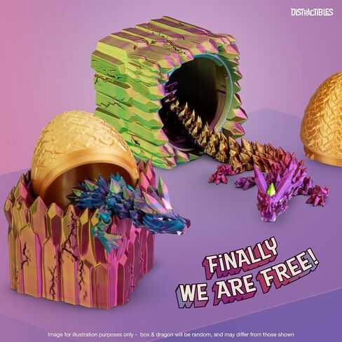 Distractibles Dragon Egg Mystery Box with Articulating Dragon & Crystal Rock Styled Collectible Container, Random Egg Color in Saudi Arabia