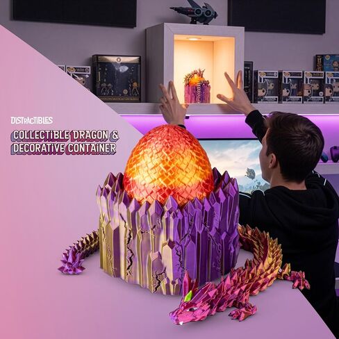 Distractibles Dragon Egg Mystery Box with Articulating Dragon & Crystal Rock Styled Collectible Container, Random Egg Color in Saudi Arabia