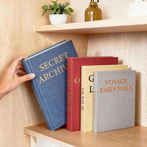 Set of 4 Decorative Books for Home Decor, Fake Books Shelf Decor for Living Room, Faux Book Storage Box for Coffee Table Decor, Vintage Aesthetic Decoration, Storage Boxes for Photo Key in Saudi Arabia