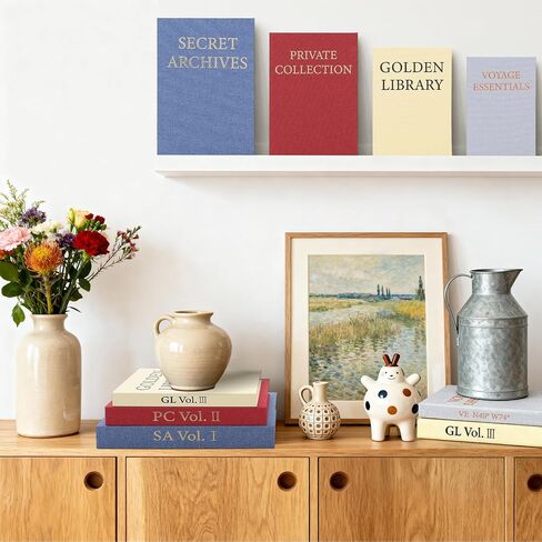 Set of 4 Decorative Books for Home Decor, Fake Books Shelf Decor for Living Room, Faux Book Storage Box for Coffee Table Decor, Vintage Aesthetic Decoration, Storage Boxes for Photo Key in Saudi Arabia