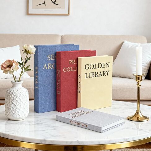 Set of 4 Decorative Books for Home Decor, Fake Books Shelf Decor for Living Room, Faux Book Storage Box for Coffee Table Decor, Vintage Aesthetic Decoration, Storage Boxes for Photo Key in Saudi Arabia
