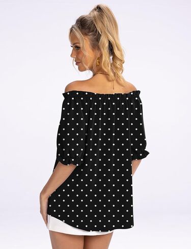 Kistore Womens Tops Short Sleeve Cotton Shirts Off the Shoulder Tops for Women Crewneck Dressy Casual Blouses S-XXL in Saudi Arabia