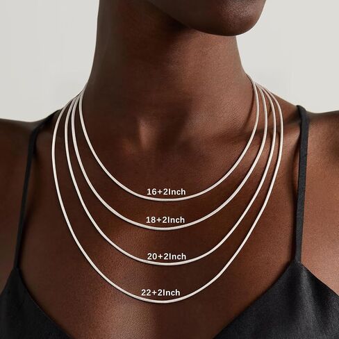925 Sterling Silver Chain Necklace for Women - 1mm 1.5mm 2mm Snake Chain Necklace Smooth Sturdy Jewelry Gift Size 16/18/20/22 Inches in Saudi Arabia