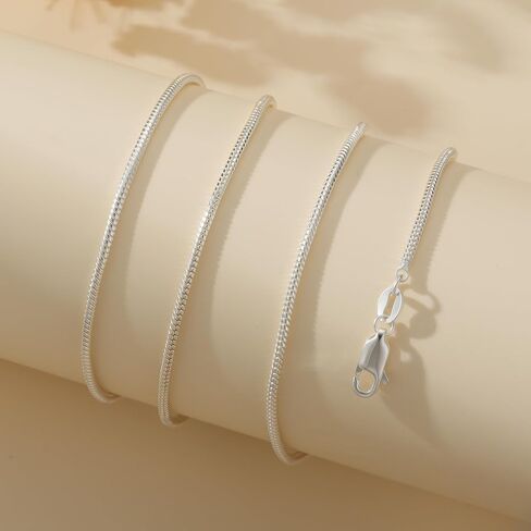 925 Sterling Silver Chain Necklace for Women - 1mm 1.5mm 2mm Snake Chain Necklace Smooth Sturdy Jewelry Gift Size 16/18/20/22 Inches in Saudi Arabia