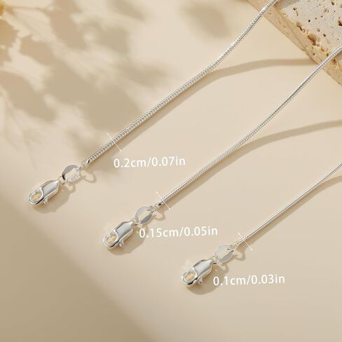 925 Sterling Silver Chain Necklace for Women - 1mm 1.5mm 2mm Snake Chain Necklace Smooth Sturdy Jewelry Gift Size 16/18/20/22 Inches in Saudi Arabia