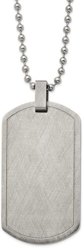 Stainless Steel Brushed and Polished Scratch Finish Dog Tag Ball Chain Necklace 22" in Kuwait