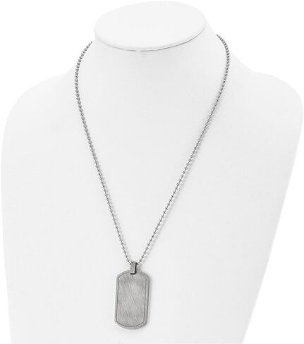 Stainless Steel Brushed and Polished Scratch Finish Dog Tag Ball Chain Necklace 22" in Kuwait
