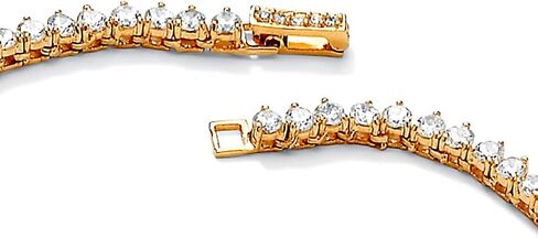 Palm Beach Jewelry PalmBeach Yellow Gold-plated Round Cubic Zirconia, Graduated Eternity Tennis Necklace (7.5mm), Fold Over Clasp, 16 inches in Kuwait