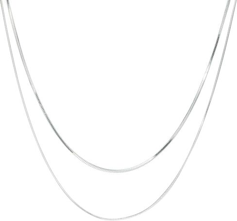 Gold Snake Chain Necklace for Women, 18K Gold/Silver Plated Layered Herringbone Necklace, Double Choker Chain Waterproof Non Tarnish Dainty Jewelry Gift for Her in Saudi Arabia