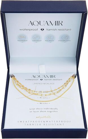 Waterproof Chain Necklace Set 14K Yellow Gold Plated Brass Sparkle Snake Paperclip Necklaces for Women 18-20 Inches in Kuwait