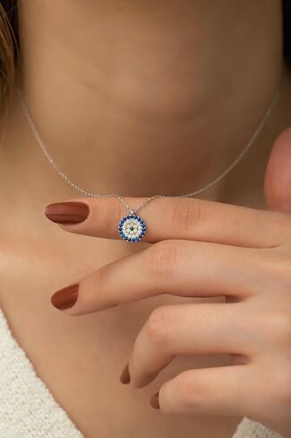 925 Sterling Silver Tiny Evil Eye Pendant Necklace for Women in Saudi Arabia