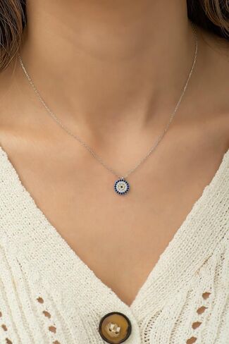 925 Sterling Silver Tiny Evil Eye Pendant Necklace for Women in Saudi Arabia