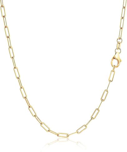 14K Gold Filled Paperclip Necklace, 2.5mm Rectangular Link Chain, 16-24 Inches for Women Men, Hypoallergenic, Non-Tarnish, Cadenas de Oro 14K para Mujer in Saudi Arabia