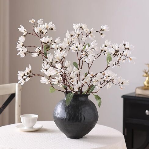 YXZZWL 4 PCS Artificial Magnolia Champaca Flowers for Vase - 36" Fake Silk Champaca Magnolia Stem Flower, Faux Plant Branches for DIY Bouquet, Kitchen, Farmhouse, Mantel, Home Decor (White) in Saudi Arabia