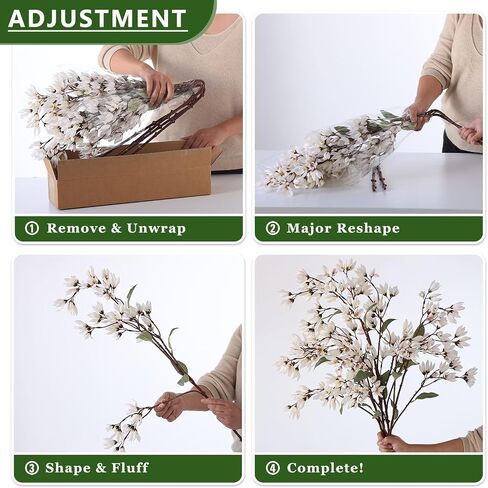 YXZZWL 4 PCS Artificial Magnolia Champaca Flowers for Vase - 36" Fake Silk Champaca Magnolia Stem Flower, Faux Plant Branches for DIY Bouquet, Kitchen, Farmhouse, Mantel, Home Decor (White) in Saudi Arabia
