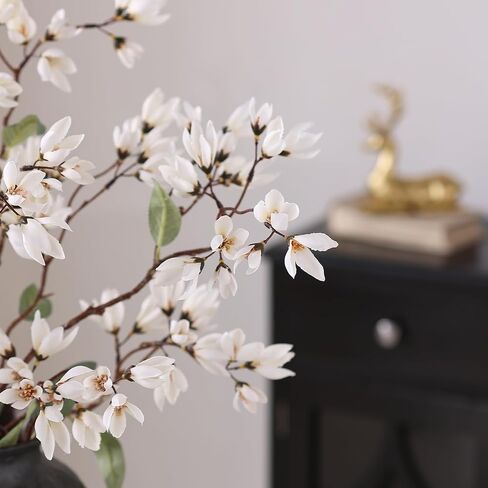 YXZZWL 4 PCS Artificial Magnolia Champaca Flowers for Vase - 36" Fake Silk Champaca Magnolia Stem Flower, Faux Plant Branches for DIY Bouquet, Kitchen, Farmhouse, Mantel, Home Decor (White) in Saudi Arabia