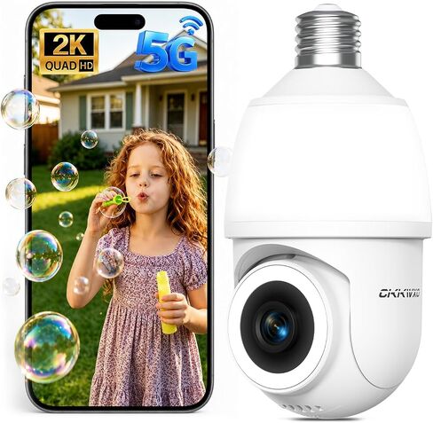 2.4Ghz WiFi Light Bulb Security Camera,2K Wireless Light Bulb Camera, E27 Light Socket Security Cam with Motion Detection,Two-Way Talk,24/7 Recording, 2 Pack in Saudi Arabia