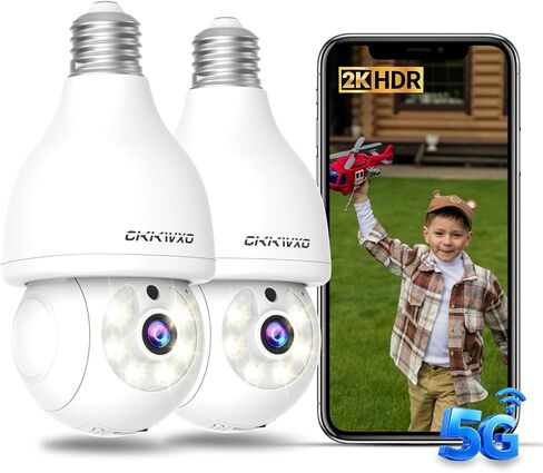 2.4Ghz WiFi Light Bulb Security Camera,2K Wireless Light Bulb Camera, E27 Light Socket Security Cam with Motion Detection,Two-Way Talk,24/7 Recording, 2 Pack in Kuwait