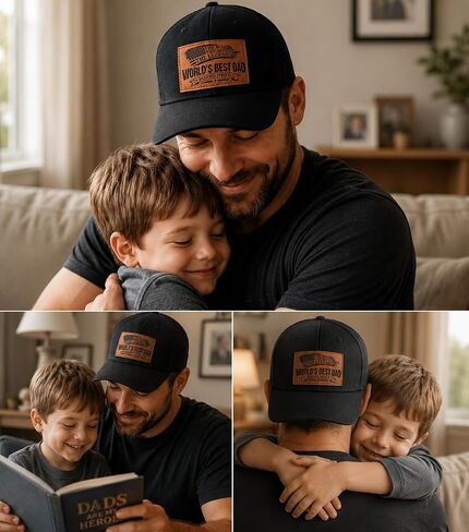 Worlds Best Dad The Man Myth Legend Faux Leather Patch Black Baseball Hat in Saudi Arabia