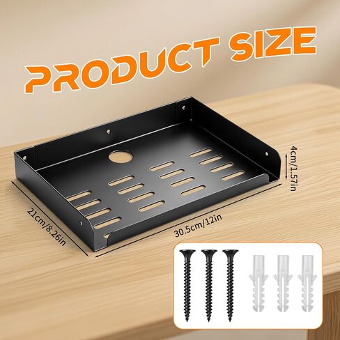Metal Floating Shelf, 12" x 8" Wall Mounted Shelf Bracket Storage Rack for Router, Game Console, TV Components, DVD Player, Cable Box in Saudi Arabia