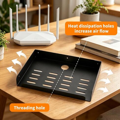 Metal Floating Shelf, 12" x 8" Wall Mounted Shelf Bracket Storage Rack for Router, Game Console, TV Components, DVD Player, Cable Box in Saudi Arabia
