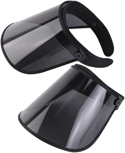 2Pcs Black Plastic Sun Visor Caps for Women Uv Protection Sunshade Hats Outdoor Travel Beach Hiking Fishing Summer Visor Hat with Breathable Open Top in Kuwait