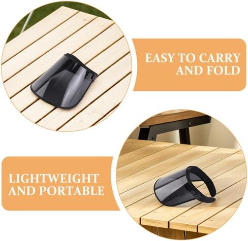 2Pcs Black Plastic Sun Visor Caps for Women Uv Protection Sunshade Hats Outdoor Travel Beach Hiking Fishing Summer Visor Hat with Breathable Open Top in Kuwait
