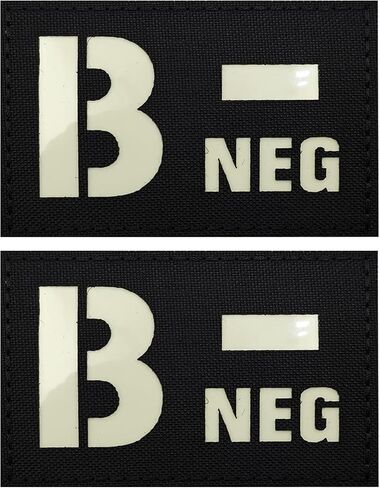 2 PCS EmWoot Blood Type B- NEG Patches Luminous Patches Glow in The Dark Tactical Morale Patch Laser Cut Patch Hook and Loop(3.35×2 inch Black White) in Saudi Arabia