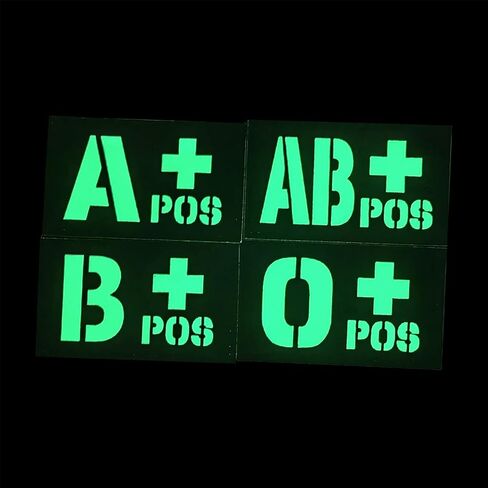 2 PCS EmWoot Blood Type B- NEG Patches Luminous Patches Glow in The Dark Tactical Morale Patch Laser Cut Patch Hook and Loop(3.35×2 inch Black White) in Saudi Arabia