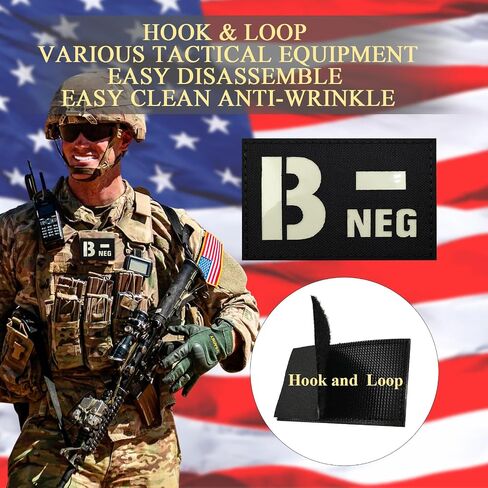 2 PCS EmWoot Blood Type B- NEG Patches Luminous Patches Glow in The Dark Tactical Morale Patch Laser Cut Patch Hook and Loop(3.35×2 inch Black White) in Saudi Arabia