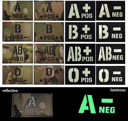 2 PCS EmWoot Blood Type B- NEG Patches Luminous Patches Glow in The Dark Tactical Morale Patch Laser Cut Patch Hook and Loop(3.35×2 inch Black White) in Saudi Arabia