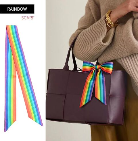 Rainbow Purse Scarf for Handbags Women's Head Hair Scarf, for Pride Day Neck Scarves in Saudi Arabia