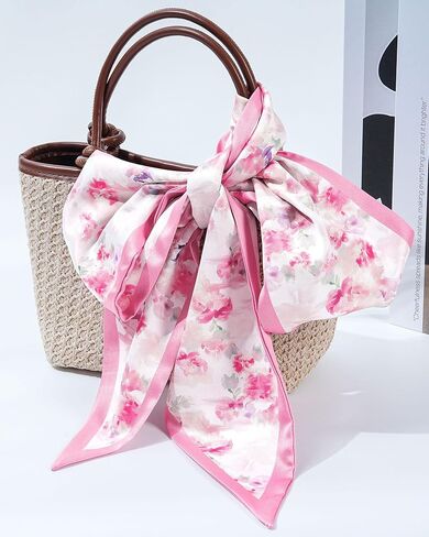 Mesovor Floral Neck Head Hair Scarf for Women, Silky Scarf for Purse Bag Handbags Dress Headbands for Festival Outfits in Kuwait