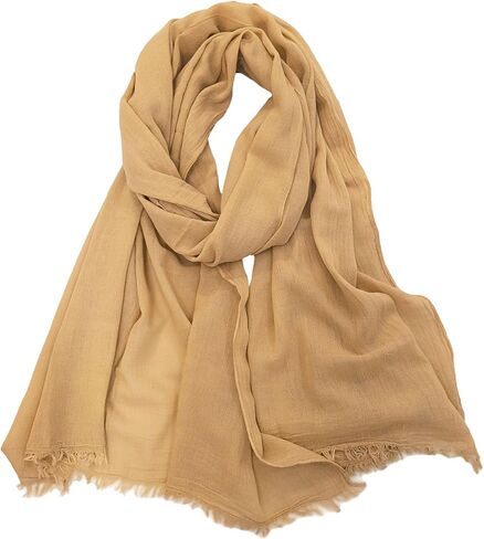 Ladies' Lightweight Pure Cotton Scarf, Simple Pure Color Beach Travel Shawl in Saudi Arabia